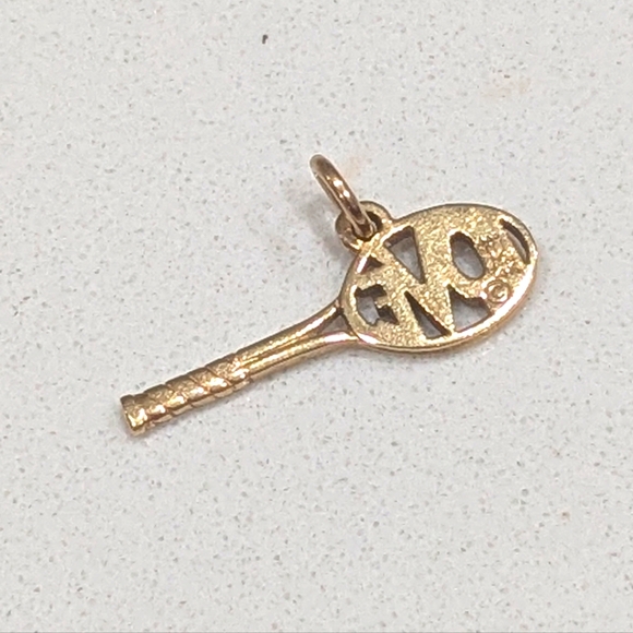 Rare-Retired 14K Gold James Avery Tennis Racket "LOVE" Charm/Pendant - Picture 7 of 11